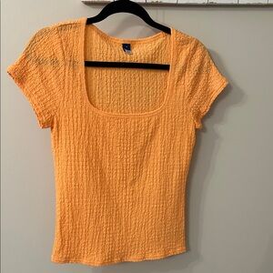 Old Navy Bright Orange Textured Short Sleeve Top